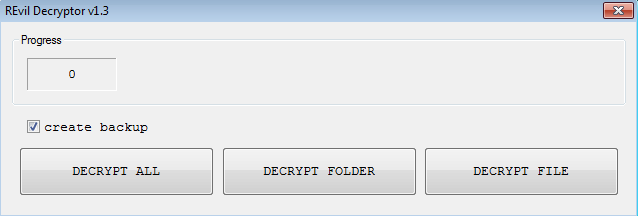 The GUI of the Decryptor